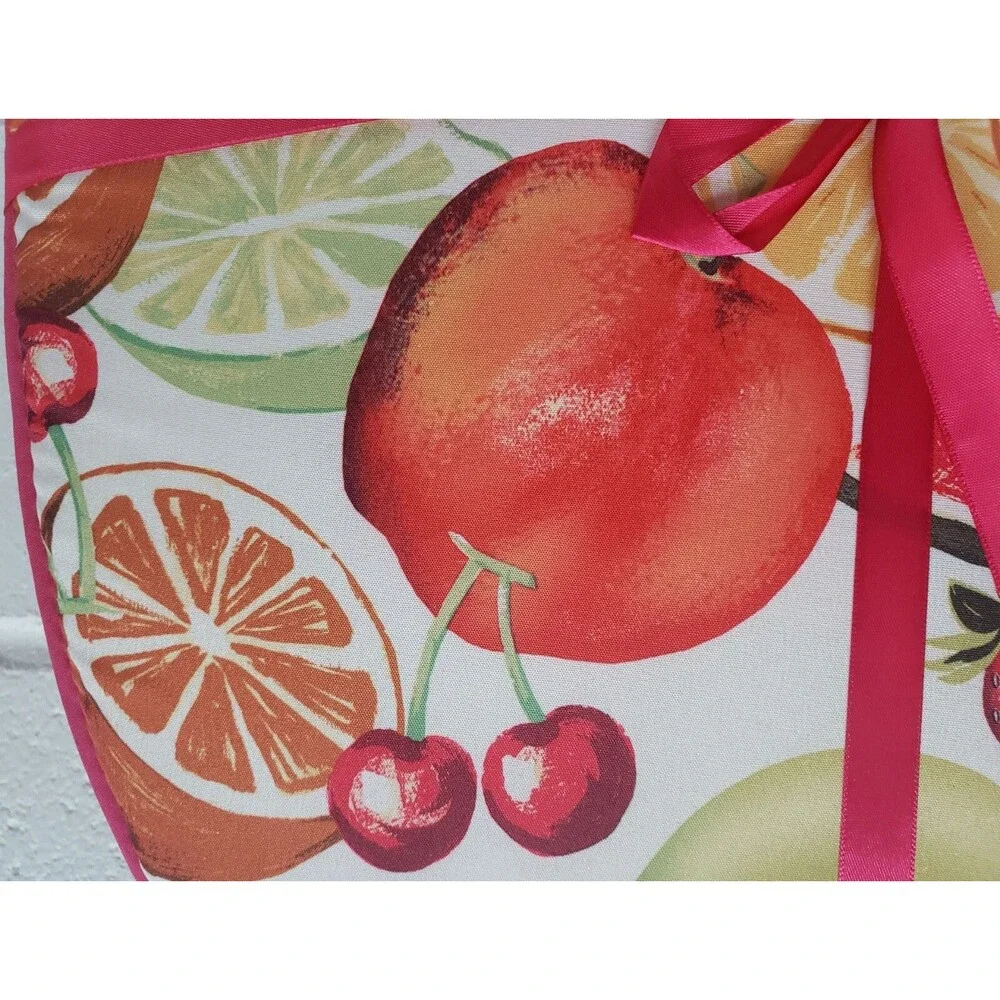 Set of 4 KITCHEN CHAIR PADS CUSHIONS w/ pink strings,COLORFUL FRUITS 15